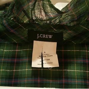 Festive J Crew plaid top with ruffle